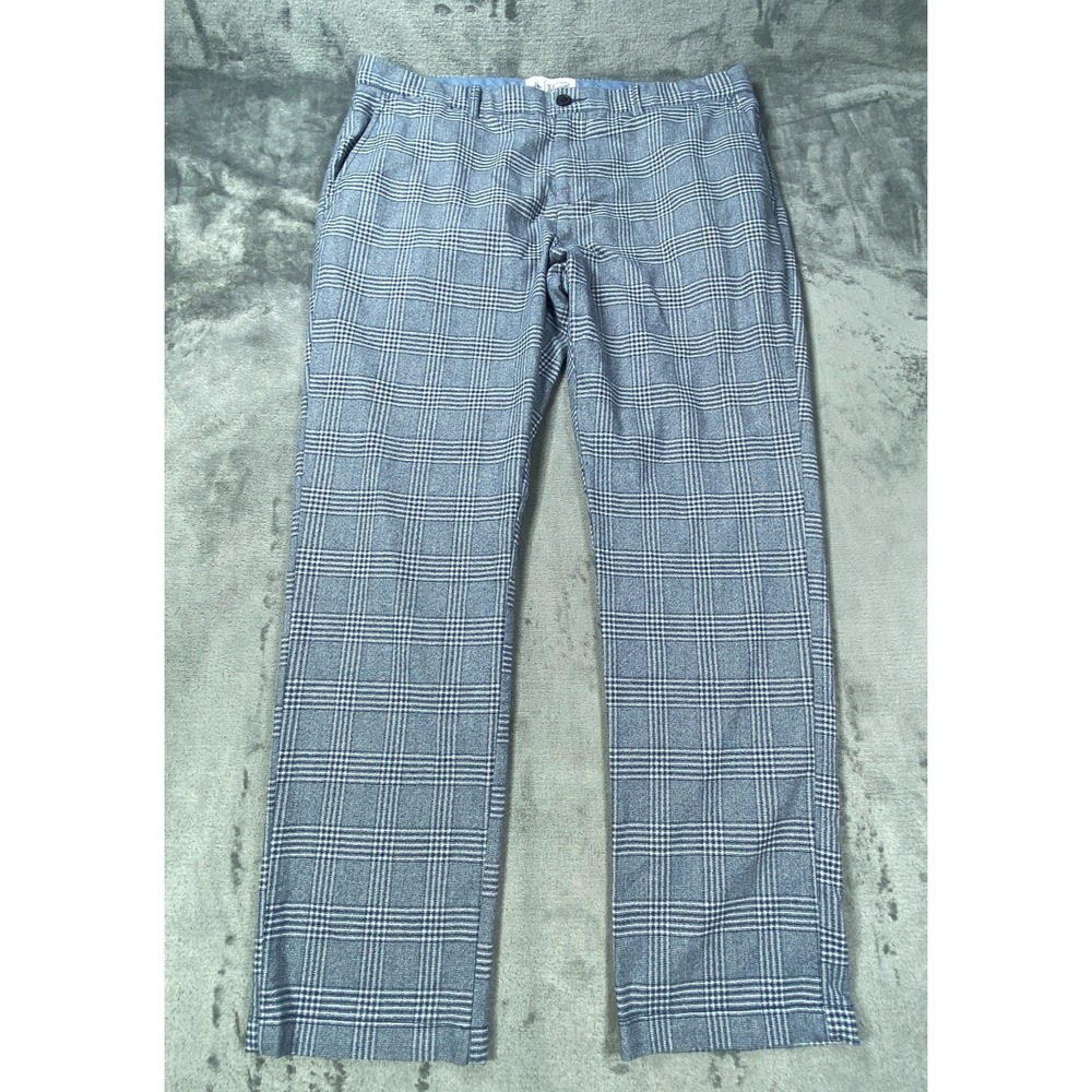 Penguin Munsingwear Pants Fits 38x30 Mens Blue Linen Blend Plaid Golf Straight